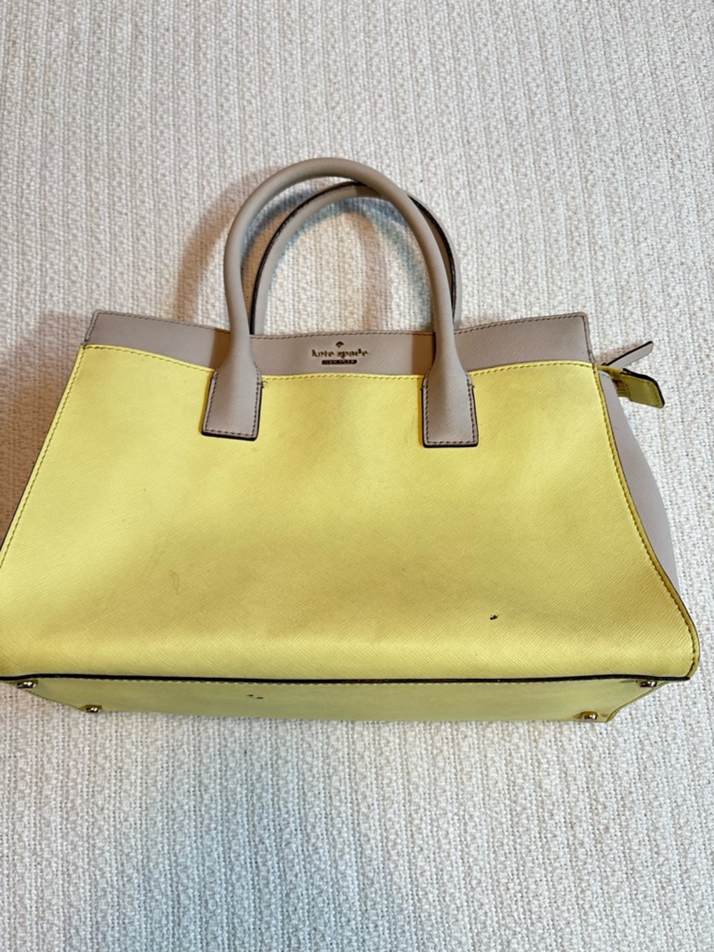 kate spade Yellow and Light Gray Leather Top-Handle Tote - Picture 7 of 9